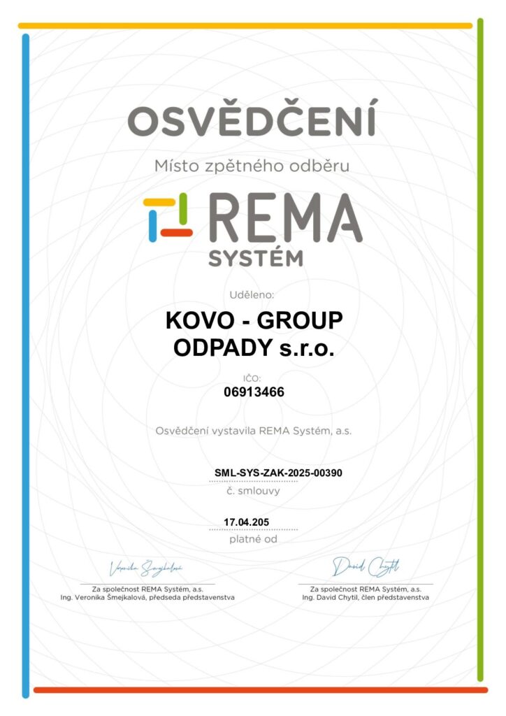 Osvedceni_MZO_RMS_KOVO – GROUP ODPADY s.r.o.
